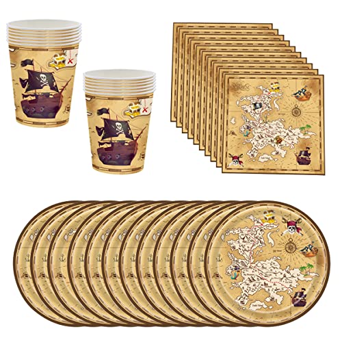 BlinBlin Piraten Partygeschirr-Set aus Papier, Teller, Papierserviette, Pappbecher, Mit Piratenflaggen-Muster, Piraten Kindergeburtstag Deko Geschirr Set, für 20 Gäste BlinBlin Piraten Partygeschirr-Set aus Papier, Teller, Papierserviette, Pappbecher, Mit Piratenflaggen-Muster, Piraten Kindergeburtstag Deko Geschirr Set, für 20 Gäste von BlinBlin