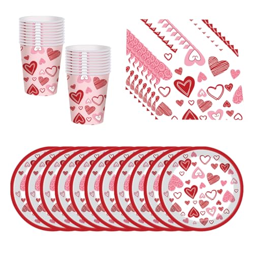 BlinBlin Valentine's Day Partygeschirr, Liebes Themenparty geschirr Set, Teller, Tassen, Servietten, Thema Party Dekorationen, für 24 Gäste BlinBlin Valentine's Day Partygeschirr, Liebes Themenparty geschirr Set, Teller, Tassen, Servietten, Thema Party Dekorationen, für 24 Gäste von BlinBlin