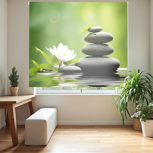 Blindecor Digital | Rollo durchscheinend Bedruckt | Familie Zen | Modell Z-Teich | 150 x 180 cm (Breite x Höhe) | Stoffgröße 146 x 175 cm | Fensterrollos von Blindecor