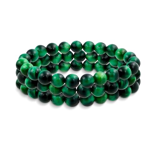 Bling Jewelry Natürlicher, mehrfarbiger Halbedelstein, runde Perlen, 8 mm Strang, stapelbar, Stretch-Armband für Damen, Herren, Teenager, Uni, One Size, Edelstein, Tigerauge Bling Jewelry Natürlicher, mehrfarbiger Halbedelstein, runde Perlen, 8 mm Strang, stapelbar, Stretch-Armband für Damen, Herren, Teenager, Uni, One Size, Edelstein, Tigerauge von Bling Jewelry