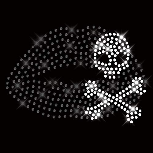 BlingelingShirts Bügelbild Mund mit Totenkopf Lippen Strass schwarz Aufbügler cute skullgirl Strass Applikation zum Aufbügeln Hotfix ca. 140 x 100 mm von BlingelingShirts