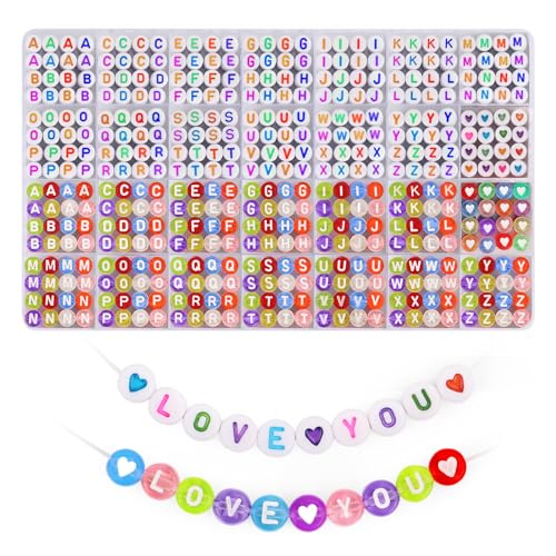Blingfun 1850PCS Alphabet Perlen Set,Doppelte bunte A-Z Buchstabe Perlen, 28 Arten Alphabet Perlen für Armbänder machen, Herz Perlen für Freundschaft Armband Kit (colorful/colorful) Blingfun 1850PCS Alphabet Perlen Set,Doppelte bunte A-Z Buchstabe Perlen, 28 Arten Alphabet Perlen für Armbänder machen, Herz Perlen für Freundschaft Armband Kit (colorful/colorful) von Blingfun
