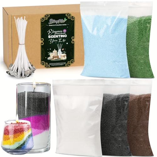 5 Farbe DIY Sand Wachs Kerze machen Kit - Nachfüllbar Perlenwachs mit Kerze Dochte für Halloween, Weihnachten, Hochzeit Party Dekoration von Blingfun