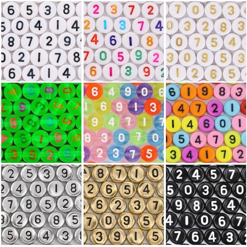 900pcs Zahl Perlen für Armbänder, 9 Farben 0-9 Zahl DIY Schmuck machen Armband Halskette Schlüsselanhänger Handwerk machen 7x4mm 900pcs Zahl Perlen für Armbänder, 9 Farben 0-9 Zahl DIY Schmuck machen Armband Halskette Schlüsselanhänger Handwerk machen 7x4mm von Blingfun