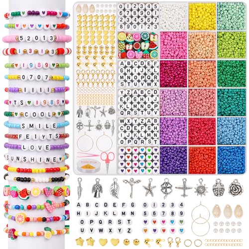 Blingfun 8100pcs Armbänder Selber Machen, Alphabetische Buchstabenperlen, Zahlenperlen, Fruchtperlen, etc. für Schmuck machen, DIY Kunsthandwerk Geschenke für Teenager-Mädchen von Blingfun