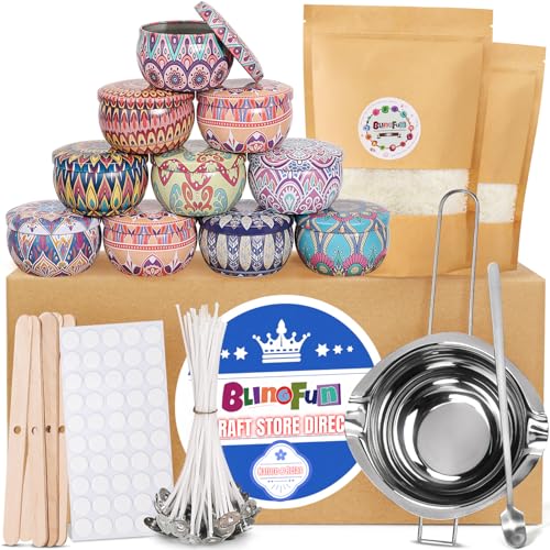 Kerzenherstellungs-Set Sojawachs-Anfängerset mit natürlichem Sojawachs, DIY-Kerzenzubehör, einschließlich Wachs, Docht, Aufkleber, Kerzenglas, Duftkerzenset für Erwachsene von Blingfun
