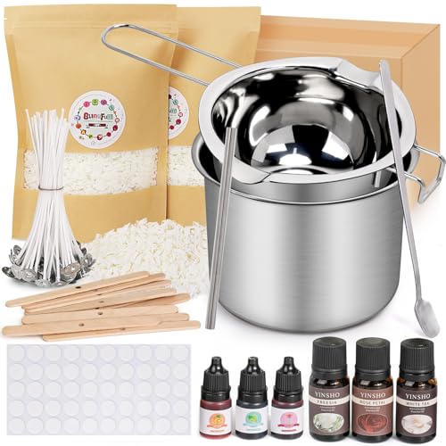Sojawachskerzenherstellungs kerzen selber machen-Natur Sojawachs 920g mit Duftöl, Farbstoffen & Zubehör– Kerzenmachen Zuhause, Geschenkidee – Inkl. Schmelztopf, Dochte, Stäbchen, Farben Sojawachskerzenherstellungs kerzen selber machen-Natur Sojawachs 920g mit Duftöl, Farbstoffen & Zubehör– Kerzenmachen Zuhause, Geschenkidee – Inkl. Schmelztopf, Dochte, Stäbchen, Farben von Blingfun