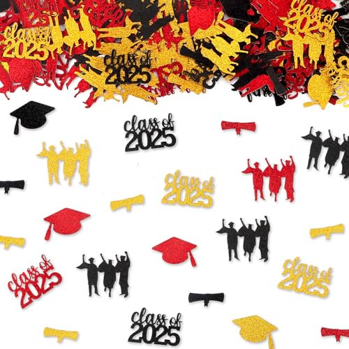Abschlusskonfetti 2025 – 200 Stück Schwarz-Gold-Rot, Tischkonfetti für Abschlussfeiern der Klasse 2025, Party-Zubehör für High School, College, Kindergarten, Vorschule, Party-Dekoration Abschlusskonfetti 2025 – 200 Stück Schwarz-Gold-Rot, Tischkonfetti für Abschlussfeiern der Klasse 2025, Party-Zubehör für High School, College, Kindergarten, Vorschule, Party-Dekoration von Blinket