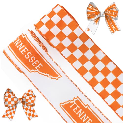 Tennessee Band zum Verpacken und Basteln, 9,1 m, orange-weiß kariert, Ripsband, Tennessee State Sportband für Fußball, Party, Dekoration, Zubehör, 6,3 cm, 2 Rollen Tennessee Band zum Verpacken und Basteln, 9,1 m, orange-weiß kariert, Ripsband, Tennessee State Sportband für Fußball, Party, Dekoration, Zubehör, 6,3 cm, 2 Rollen von Blinket