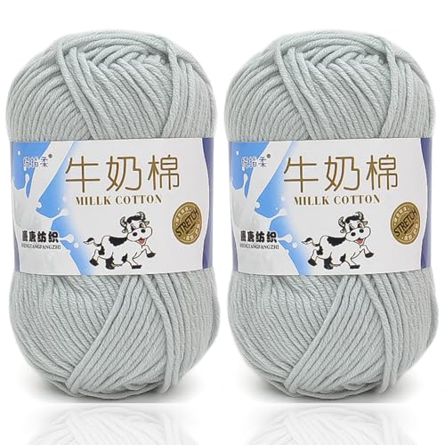 5ply Häkelgarn Milk 2 * 50g Milchbaumwollgarn Baumwollgarn Weiche Und Langlebige Acryl Zum Häkeln Für Anfänger，DIY Pullover, Mützen, Socken, Decken, Schals Und Tücher (100G,AD) von BlissFabrics