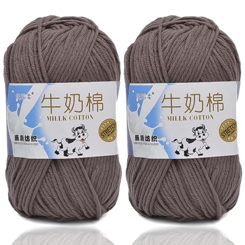 5ply Häkelgarn Milk 2 * 50g Milchbaumwollgarn Baumwollgarn Weiche Und Langlebige Acryl Zum Häkeln Für Anfänger，DIY Pullover, Mützen, Socken, Decken, Schals Und Tücher (100G,AG) von BlissFabrics