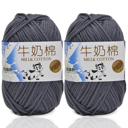 5ply Häkelgarn Milk 2 * 50g Milchbaumwollgarn Baumwollgarn Weiche Und Langlebige Acryl Zum Häkeln Für Anfänger，DIY Pullover, Mützen, Socken, Decken, Schals Und Tücher (100G,AH) von BlissFabrics