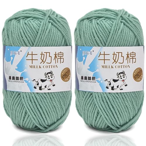 5ply Häkelgarn Milk 2 * 50g Milchbaumwollgarn Baumwollgarn Weiche Und Langlebige Acryl Zum Häkeln Für Anfänger，DIY Pullover, Mützen, Socken, Decken, Schals Und Tücher (100G,AK) von BlissFabrics
