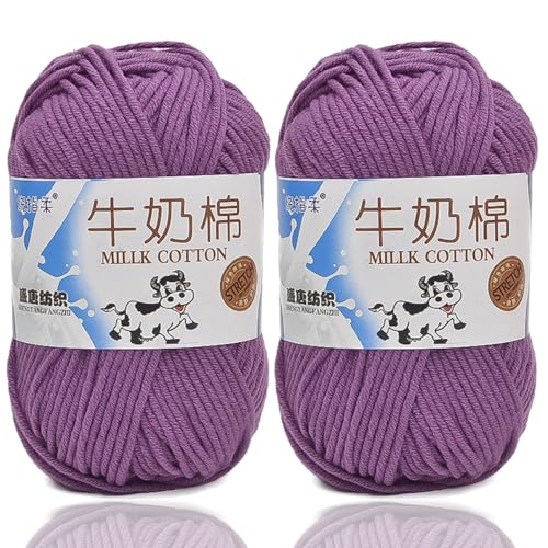 5ply Häkelgarn Milk 2 * 50g Milchbaumwollgarn Baumwollgarn Weiche Und Langlebige Acryl Zum Häkeln Für Anfänger，DIY Pullover, Mützen, Socken, Decken, Schals Und Tücher (100G,AO) von BlissFabrics