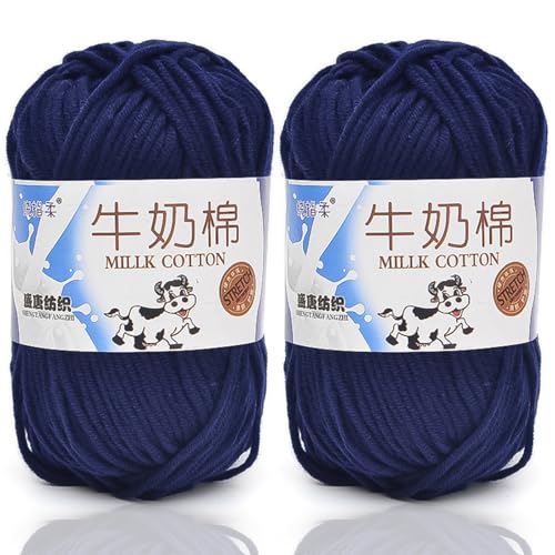 5ply Häkelgarn Milk 2 * 50g Milchbaumwollgarn Baumwollgarn Weiche Und Langlebige Acryl Zum Häkeln Für Anfänger，DIY Pullover, Mützen, Socken, Decken, Schals Und Tücher (100G,AR) von BlissFabrics