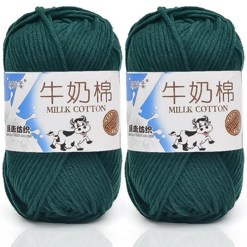 5ply Häkelgarn Milk 2 * 50g Milchbaumwollgarn Baumwollgarn Weiche Und Langlebige Acryl Zum Häkeln Für Anfänger，DIY Pullover, Mützen, Socken, Decken, Schals Und Tücher (100G,AS) von BlissFabrics