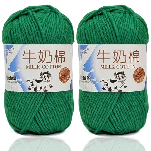 5ply Häkelgarn Milk 2 * 50g Milchbaumwollgarn Baumwollgarn Weiche Und Langlebige Acryl Zum Häkeln Für Anfänger，DIY Pullover, Mützen, Socken, Decken, Schals Und Tücher (100G,AT) von BlissFabrics