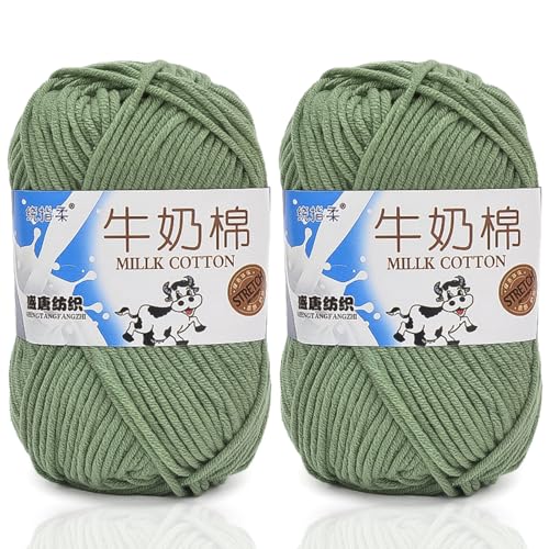 5ply Häkelgarn Milk 2 * 50g Milchbaumwollgarn Baumwollgarn Weiche Und Langlebige Acryl Zum Häkeln Für Anfänger，DIY Pullover, Mützen, Socken, Decken, Schals Und Tücher (100G,AW) von BlissFabrics