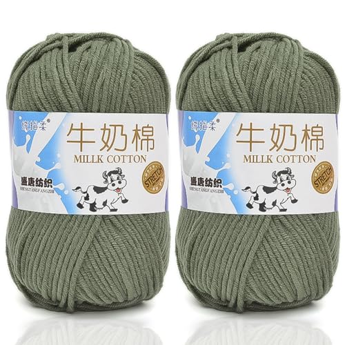 5ply Häkelgarn Milk 2 * 50g Milchbaumwollgarn Baumwollgarn Weiche Und Langlebige Acryl Zum Häkeln Für Anfänger，DIY Pullover, Mützen, Socken, Decken, Schals Und Tücher (100G,AX) von BlissFabrics