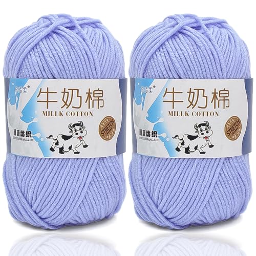 5ply Häkelgarn Milk 2 * 50g Milchbaumwollgarn Baumwollgarn Weiche Und Langlebige Acryl Zum Häkeln Für Anfänger，DIY Pullover, Mützen, Socken, Decken, Schals Und Tücher (100G,BH) von BlissFabrics