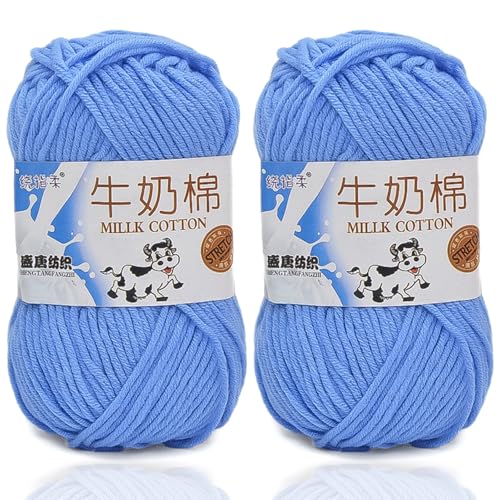 5ply Häkelgarn Milk 2 * 50g Milchbaumwollgarn Baumwollgarn Weiche Und Langlebige Acryl Zum Häkeln Für Anfänger，DIY Pullover, Mützen, Socken, Decken, Schals Und Tücher (100G,BK) von BlissFabrics