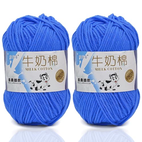 5ply Häkelgarn Milk 2 * 50g Milchbaumwollgarn Baumwollgarn Weiche Und Langlebige Acryl Zum Häkeln Für Anfänger，DIY Pullover, Mützen, Socken, Decken, Schals Und Tücher (100G,CC) von BlissFabrics