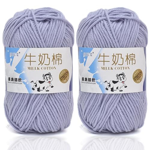 5ply Häkelgarn Milk 2 * 50g Milchbaumwollgarn Baumwollgarn Weiche Und Langlebige Acryl Zum Häkeln Für Anfänger，DIY Pullover, Mützen, Socken, Decken, Schals Und Tücher (100G,DD) von BlissFabrics