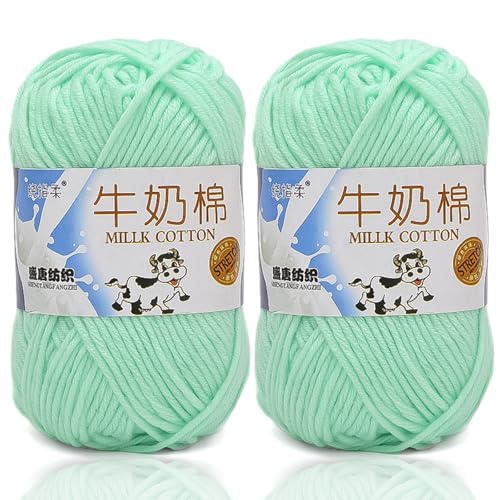 5ply Häkelgarn Milk 2 * 50g Milchbaumwollgarn Baumwollgarn Weiche Und Langlebige Acryl Zum Häkeln Für Anfänger，DIY Pullover, Mützen, Socken, Decken, Schals Und Tücher (100G,FF) von BlissFabrics
