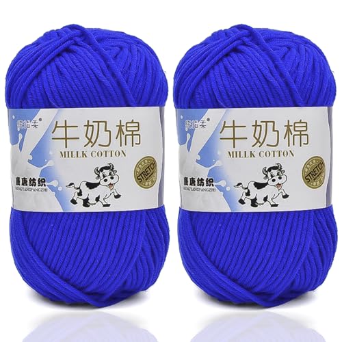 5ply Häkelgarn Milk 2 * 50g Milchbaumwollgarn Baumwollgarn Weiche Und Langlebige Acryl Zum Häkeln Für Anfänger，DIY Pullover, Mützen, Socken, Decken, Schals Und Tücher (100G,GG) von BlissFabrics