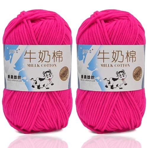 5ply Häkelgarn Milk 2 * 50g Milchbaumwollgarn Baumwollgarn Weiche Und Langlebige Acryl Zum Häkeln Für Anfänger，DIY Pullover, Mützen, Socken, Decken, Schals Und Tücher (100G,H) von BlissFabrics