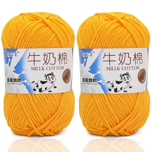 5ply Häkelgarn Milk 2 * 50g Milchbaumwollgarn Baumwollgarn Weiche Und Langlebige Acryl Zum Häkeln Für Anfänger，DIY Pullover, Mützen, Socken, Decken, Schals Und Tücher (100G,HH) von BlissFabrics
