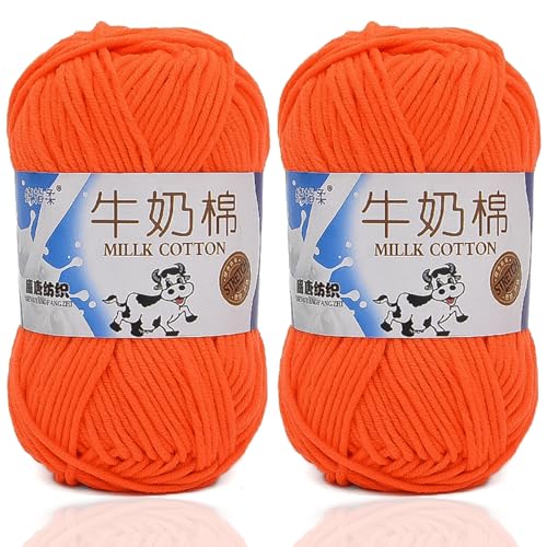 5ply Häkelgarn Milk 2 * 50g Milchbaumwollgarn Baumwollgarn Weiche Und Langlebige Acryl Zum Häkeln Für Anfänger，DIY Pullover, Mützen, Socken, Decken, Schals Und Tücher (100G,II) von BlissFabrics