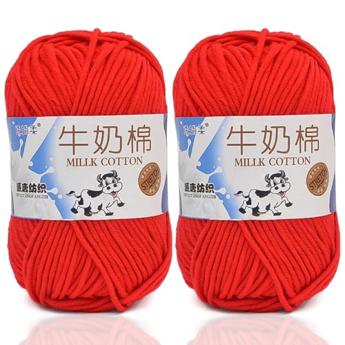 5ply Häkelgarn Milk 2 * 50g Milchbaumwollgarn Baumwollgarn Weiche Und Langlebige Acryl Zum Häkeln Für Anfänger，DIY Pullover, Mützen, Socken, Decken, Schals Und Tücher (100G,J) von BlissFabrics