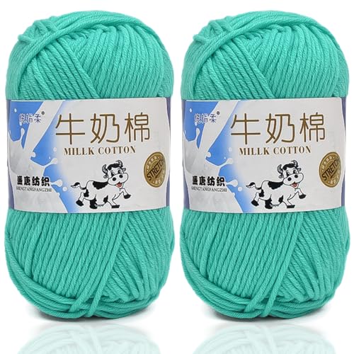 5ply Häkelgarn Milk 2 * 50g Milchbaumwollgarn Baumwollgarn Weiche Und Langlebige Acryl Zum Häkeln Für Anfänger，DIY Pullover, Mützen, Socken, Decken, Schals Und Tücher (100G,M) von BlissFabrics