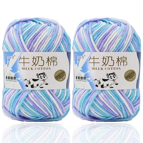 5ply Häkelgarn Milk 2 * 50g Milchbaumwollgarn Baumwollgarn Weiche Und Langlebige Acryl Zum Häkeln Für Anfänger，DIY Pullover, Mützen, Socken, Decken, Schals Und Tücher (100G,MM) von BlissFabrics