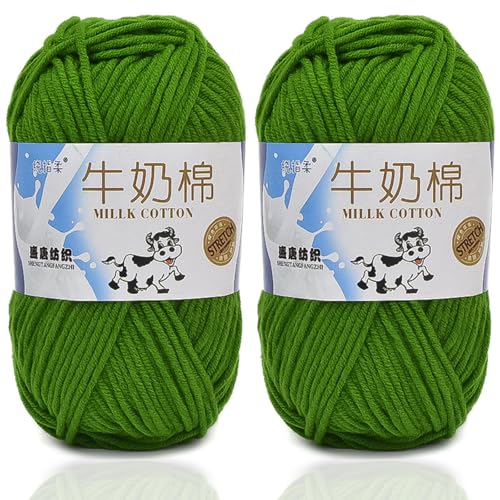 5ply Häkelgarn Milk 2 * 50g Milchbaumwollgarn Baumwollgarn Weiche Und Langlebige Acryl Zum Häkeln Für Anfänger，DIY Pullover, Mützen, Socken, Decken, Schals Und Tücher (100G,N) von BlissFabrics