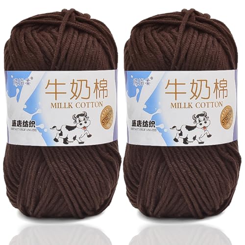 5ply Häkelgarn Milk 2 * 50g Milchbaumwollgarn Baumwollgarn Weiche Und Langlebige Acryl Zum Häkeln Für Anfänger，DIY Pullover, Mützen, Socken, Decken, Schals Und Tücher (100G,P) von BlissFabrics