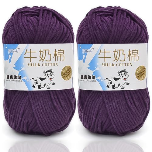 5ply Häkelgarn Milk 2 * 50g Milchbaumwollgarn Baumwollgarn Weiche Und Langlebige Acryl Zum Häkeln Für Anfänger，DIY Pullover, Mützen, Socken, Decken, Schals Und Tücher (100G,Q) von BlissFabrics