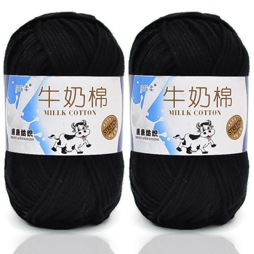 5ply Häkelgarn Milk 2 * 50g Milchbaumwollgarn Baumwollgarn Weiche Und Langlebige Acryl Zum Häkeln Für Anfänger，DIY Pullover, Mützen, Socken, Decken, Schals Und Tücher (100G,R) von BlissFabrics
