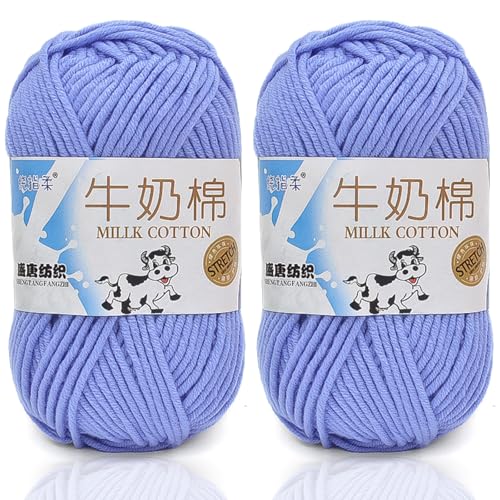 5ply Häkelgarn Milk 2 * 50g Milchbaumwollgarn Baumwollgarn Weiche Und Langlebige Acryl Zum Häkeln Für Anfänger，DIY Pullover, Mützen, Socken, Decken, Schals Und Tücher (100G,T) von BlissFabrics