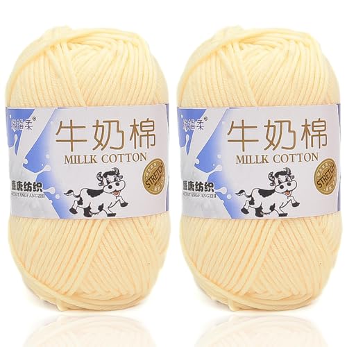 5ply Häkelgarn Milk 2 * 50g Milchbaumwollgarn Baumwollgarn Weiche Und Langlebige Acryl Zum Häkeln Für Anfänger，DIY Pullover, Mützen, Socken, Decken, Schals Und Tücher (100G,TT) von BlissFabrics