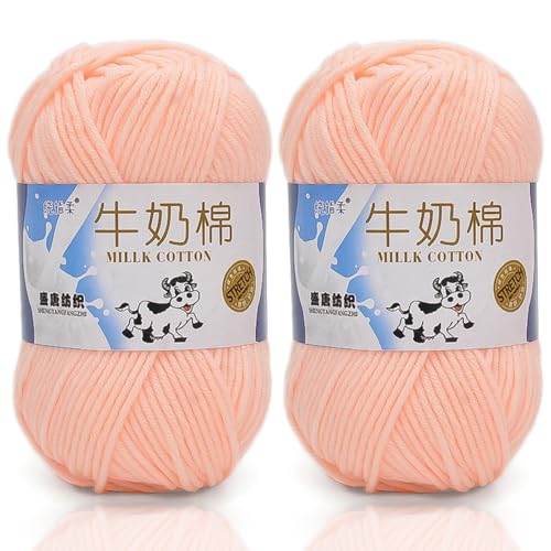 5ply Häkelgarn Milk 2 * 50g Milchbaumwollgarn Baumwollgarn Weiche Und Langlebige Acryl Zum Häkeln Für Anfänger，DIY Pullover, Mützen, Socken, Decken, Schals Und Tücher (100G,UU) von BlissFabrics