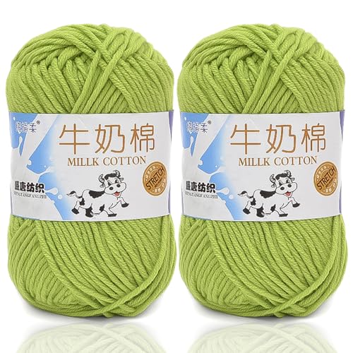 5ply Häkelgarn Milk 2 * 50g Milchbaumwollgarn Baumwollgarn Weiche Und Langlebige Acryl Zum Häkeln Für Anfänger，DIY Pullover, Mützen, Socken, Decken, Schals Und Tücher (100G,V) von BlissFabrics