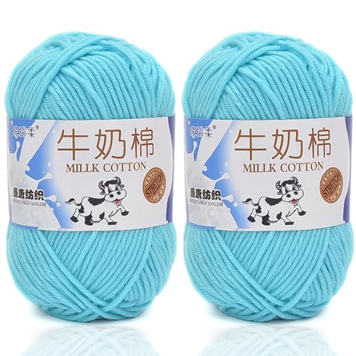 5ply Häkelgarn Milk 2 * 50g Milchbaumwollgarn Baumwollgarn Weiche Und Langlebige Acryl Zum Häkeln Für Anfänger，DIY Pullover, Mützen, Socken, Decken, Schals Und Tücher (100G,X) von BlissFabrics