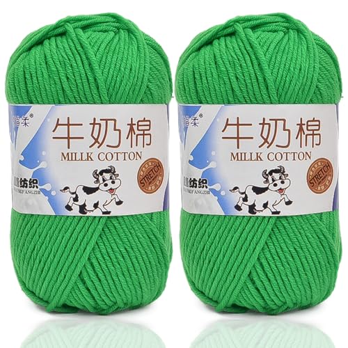 5ply Häkelgarn Milk 2 * 50g Milchbaumwollgarn Baumwollgarn Weiche Und Langlebige Acryl Zum Häkeln Für Anfänger，DIY Pullover, Mützen, Socken, Decken, Schals Und Tücher (100G,XX) von BlissFabrics