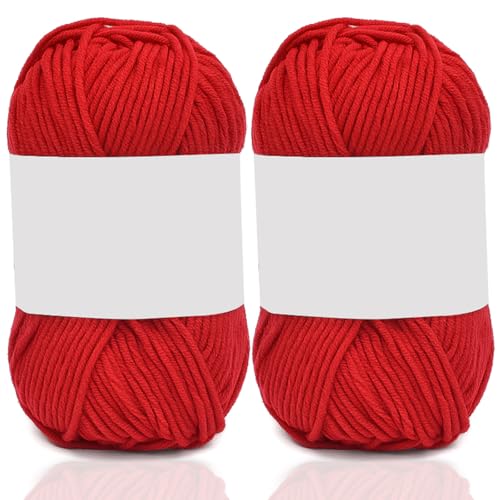 5ply Milk Cotton Yarn 2 * 50g Baumwollgarn Zum Häkeln Stricken Weiche Und Langlebige Acryl Zum Häkeln，Anfänger Crochet Yarn Für DIY Pullover, Mützen, Socken, Decken, Schals Und Tücher (100G,AA) von BlissFabrics
