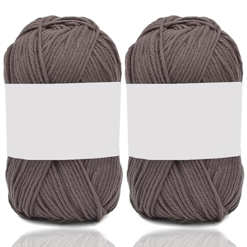 5ply Milk Cotton Yarn 2 * 50g Baumwollgarn Zum Häkeln Stricken Weiche Und Langlebige Acryl Zum Häkeln，Anfänger Crochet Yarn Für DIY Pullover, Mützen, Socken, Decken, Schals Und Tücher (100G,AG) von BlissFabrics