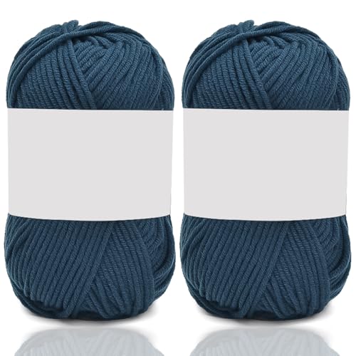 5ply Milk Cotton Yarn 2 * 50g Baumwollgarn Zum Häkeln Stricken Weiche Und Langlebige Acryl Zum Häkeln，Anfänger Crochet Yarn Für DIY Pullover, Mützen, Socken, Decken, Schals Und Tücher (100G,AI) von BlissFabrics