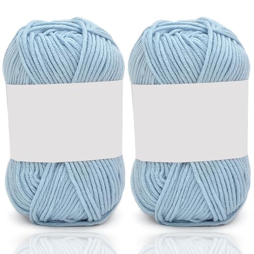 5ply Milk Cotton Yarn 2 * 50g Baumwollgarn Zum Häkeln Stricken Weiche Und Langlebige Acryl Zum Häkeln，Anfänger Crochet Yarn Für DIY Pullover, Mützen, Socken, Decken, Schals Und Tücher (100G,AJ) von BlissFabrics