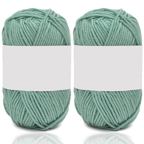 5ply Milk Cotton Yarn 2 * 50g Baumwollgarn Zum Häkeln Stricken Weiche Und Langlebige Acryl Zum Häkeln，Anfänger Crochet Yarn Für DIY Pullover, Mützen, Socken, Decken, Schals Und Tücher (100G,AK) von BlissFabrics